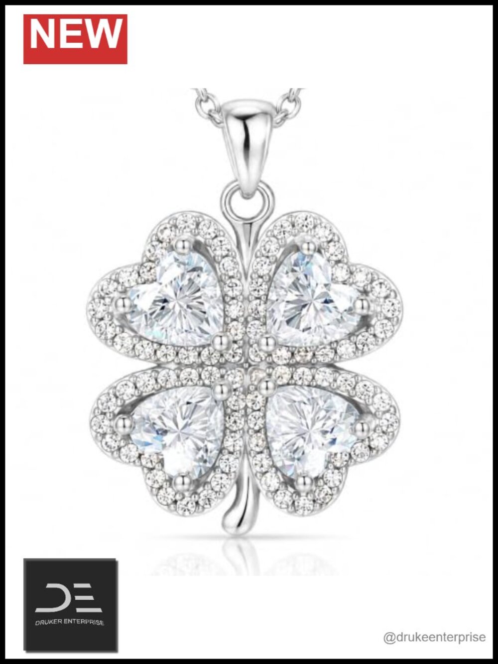 Moissanite Four Leaf Clover Necklace S925 Sterling Silver Pendant Gift